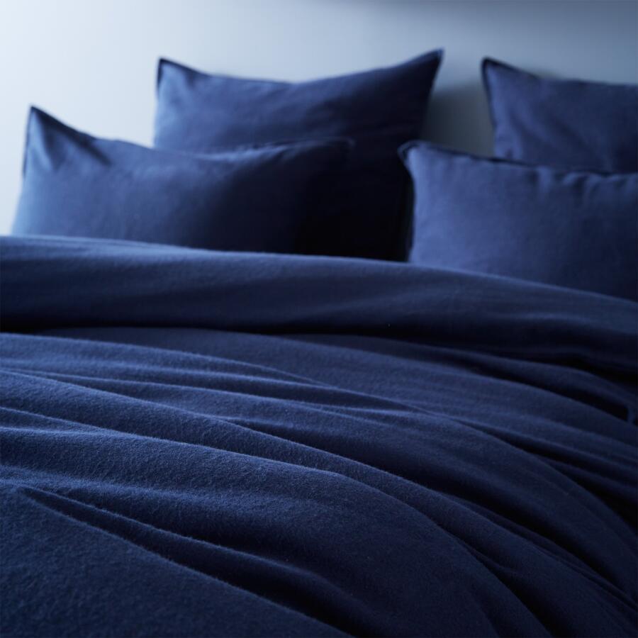 Taie d'oreiller carrée flanelle de coton (63 cm) Théa Bleu nuit 4