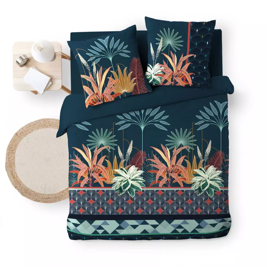 Funda Nórdica y dos fundas en algodón (240 cm) Floriana Azul 5
