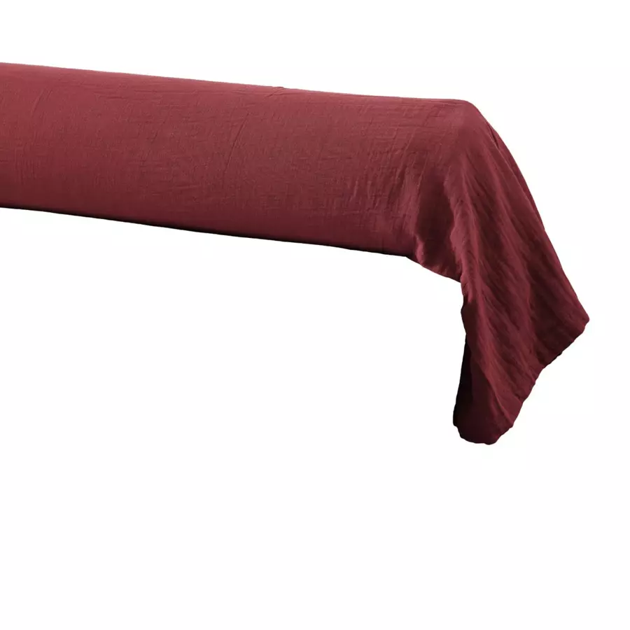 Taie de traversin gaze de coton (L185 cm) Gaïa Lie de vin 4