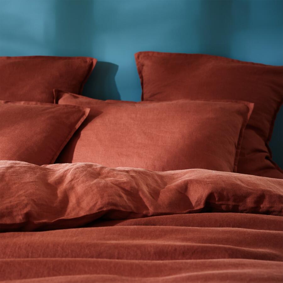 Bettbezug aus gewaschenem Leinen (240 cm) Louise Terrakotta 4