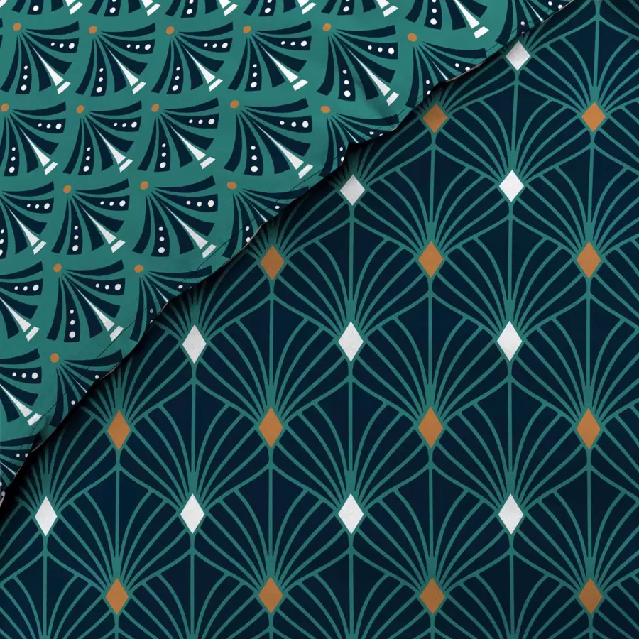 Funda nórdica y dos fundas para almohadones en algodón (240 cm) Meloe Azul trullo 5