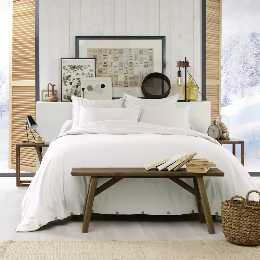 Drap housse flanelle de coton (180 cm) Candice Blanc 4