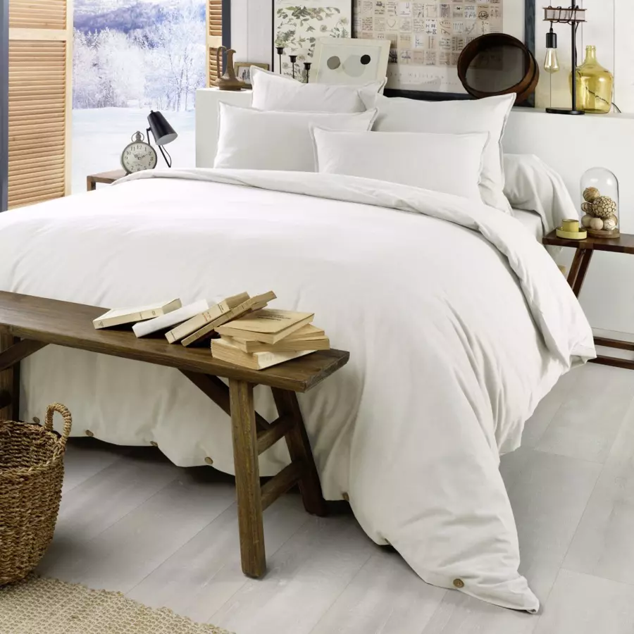 Drap housse flanelle de coton (180 cm) Candice Blanc 5