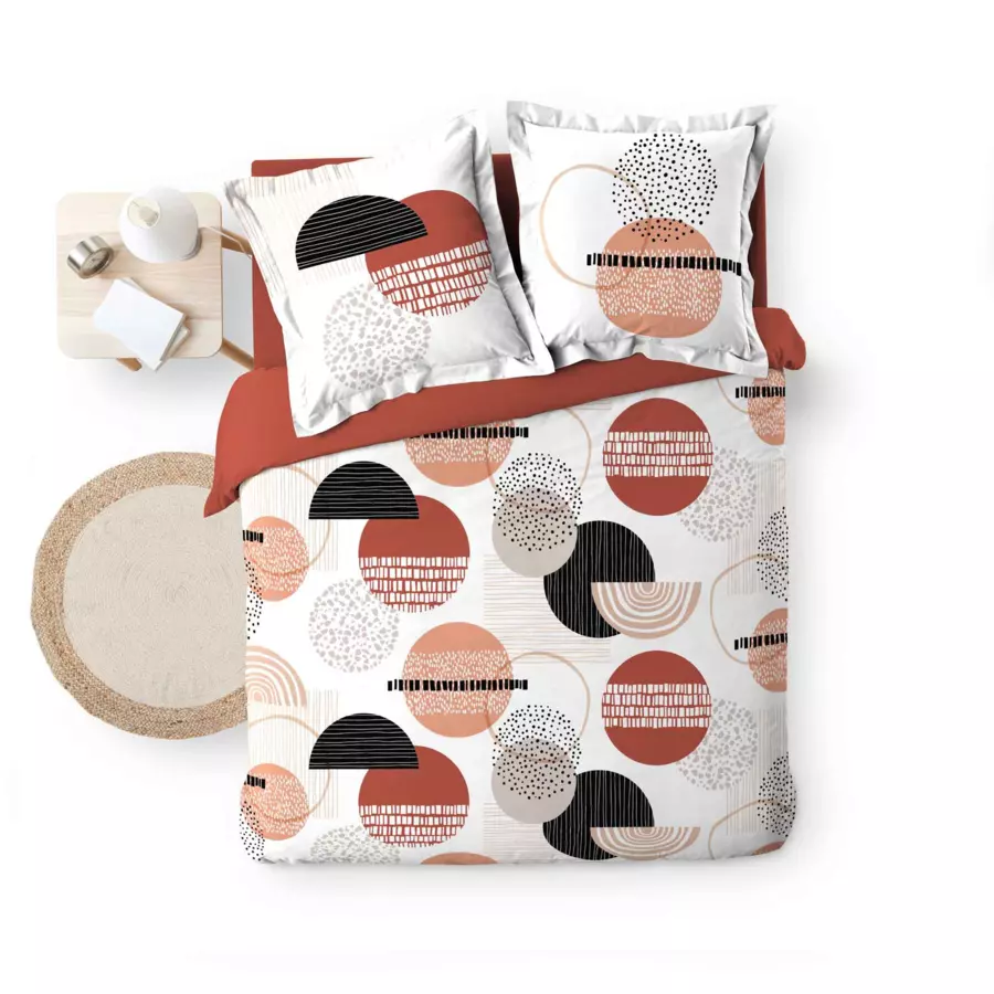 Funda Nórdica y dos fundas para almohadas algodón (240 cm) Twistine Rojo 5
