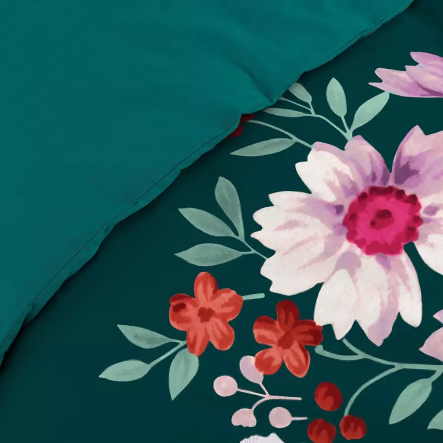 Funda nórdica y dos fundas para almohadones en algodón (240 cm) Indirose Azul 4
