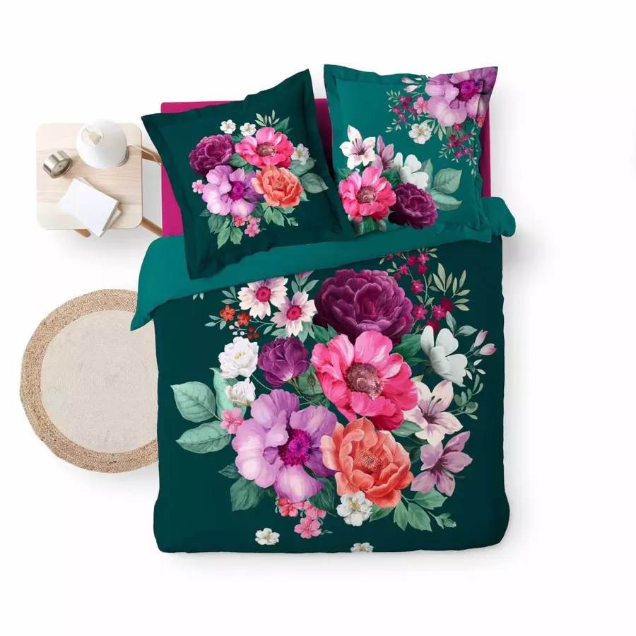 Funda nórdica y dos fundas para almohadones en algodón (240 cm) Indirose Azul 5