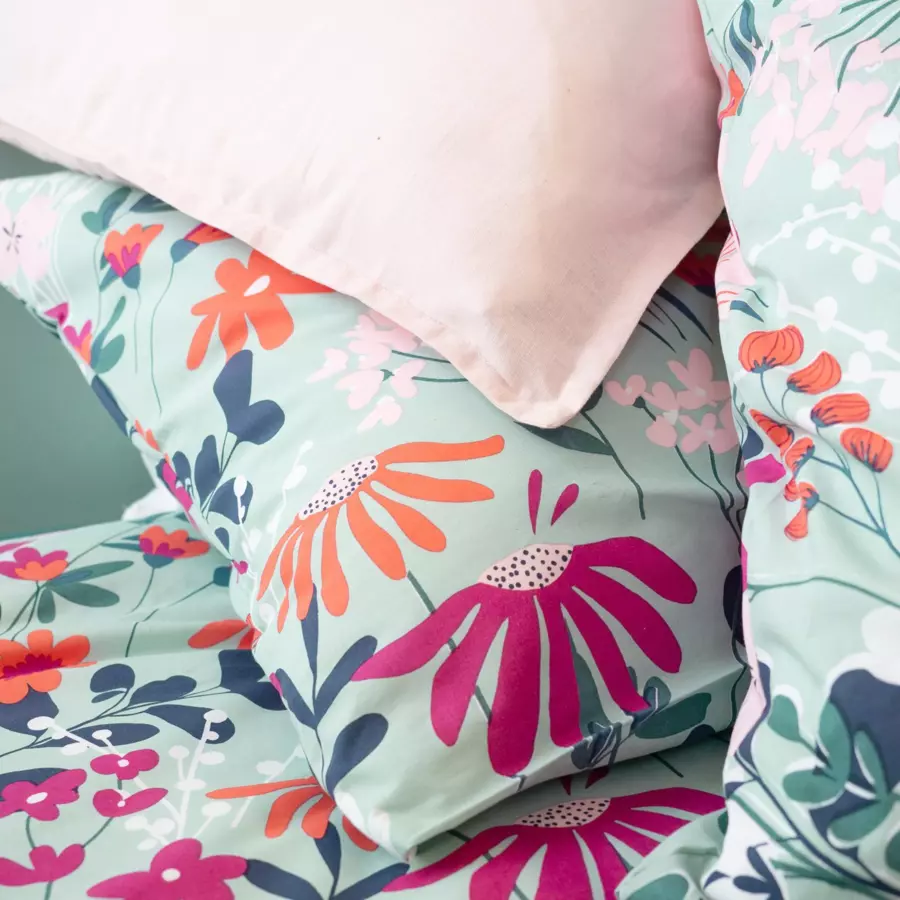 Funda nórdica y dos fundas de almohadones algodón orgánico  (240 cm) Flore Multicolor 4