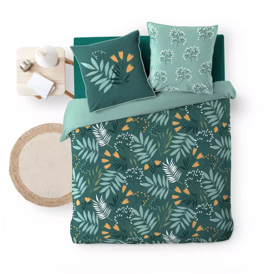 Funda Nórdica y dos fundas para almohadas algodón bio (240 cm) Clémence  Verde 5