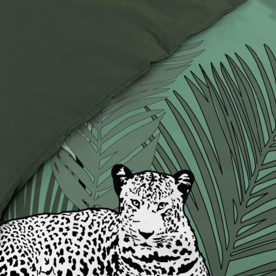Bettbezug & 2 Kopfkissenbezüge Baumwolle (240 cm) Leo Jungle Grün 4