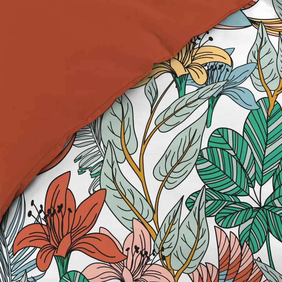 Funda Nórdica y dos fundas para almohadas gasa de algodón (260 cm) Palombe Naranja 4