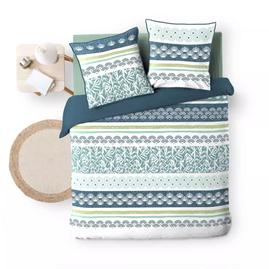 Funda Nórdica y dos fundas para almohadas algodón bio (260 cm) Astrid Azul 5