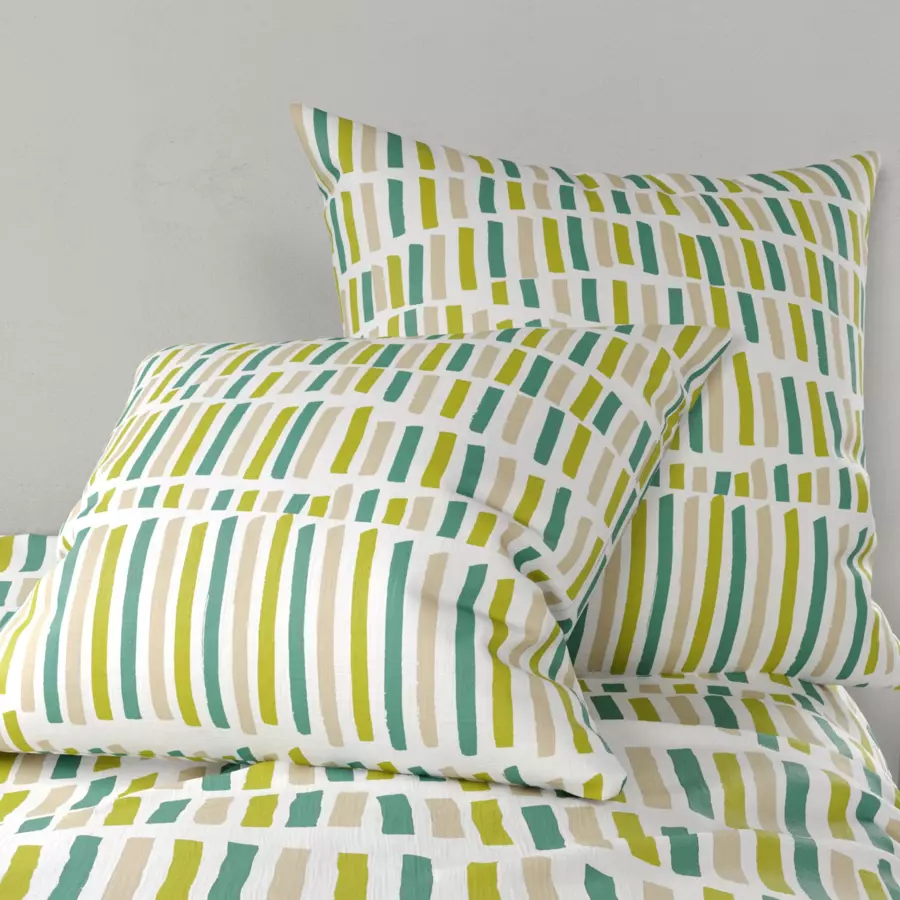 Housse de couette et deux taies coton (260 cm) Flava Verte 4