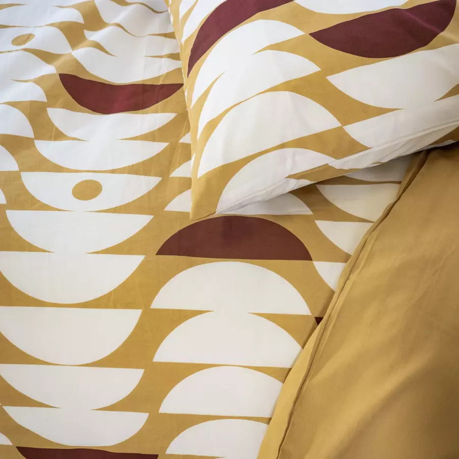 Funda nórdica y dos fundas para almohada en algodón (260 cm) Aube Marrón claro  4