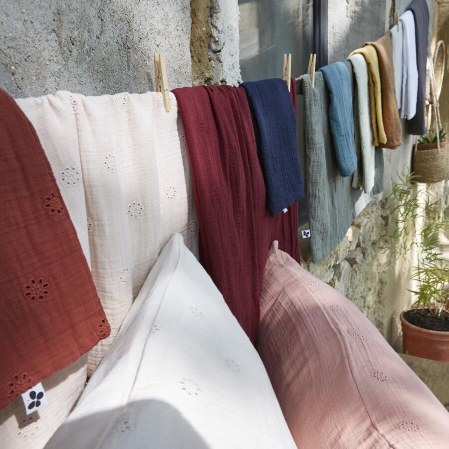 Funda de almohada rectangular de en gasa de algodón  (70 cm) Gaïa Boho Rosa palo 4