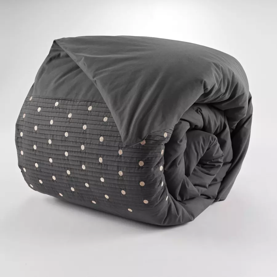 Housse de couette brodée coton (200 cm) Agathe Gris anthracite 4