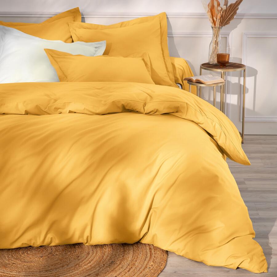 Funda de almohada rectangular de percal de algodón (70 cm) Cali Amarillo mostaza 5