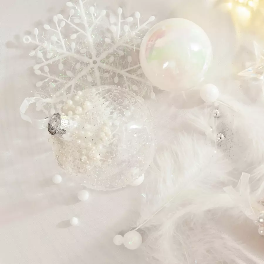 Lot de 3 boules de Noël en verre (D80 mm) Mouchetée Blanc irisé  4