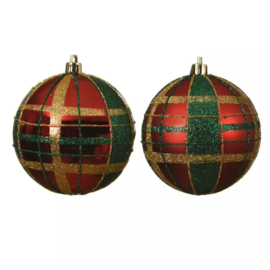 Lote de 12 bolas de Navidad (D80 mm) kity Rojo 4