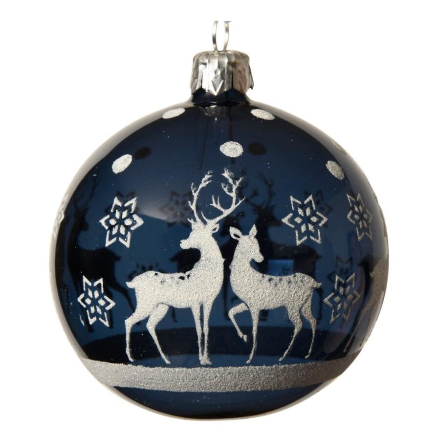 Lotto di 6 palline di Natale di vetro (D80 mm) Sous la neige Blu notte 4