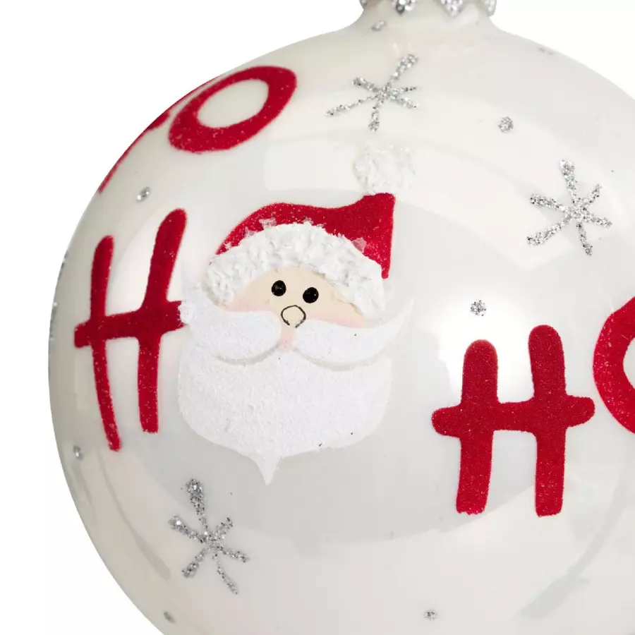 Lot de 6 boules de Noël en verre (D80 mm) Ho ho ho Rouge  5