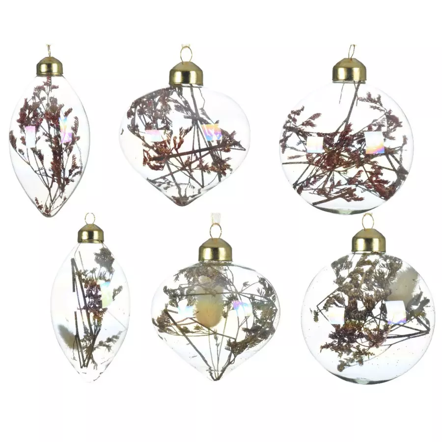 Lote de 12 bolas de Navidad (D80 mm) en vidrio Gypsophile Transparente 4