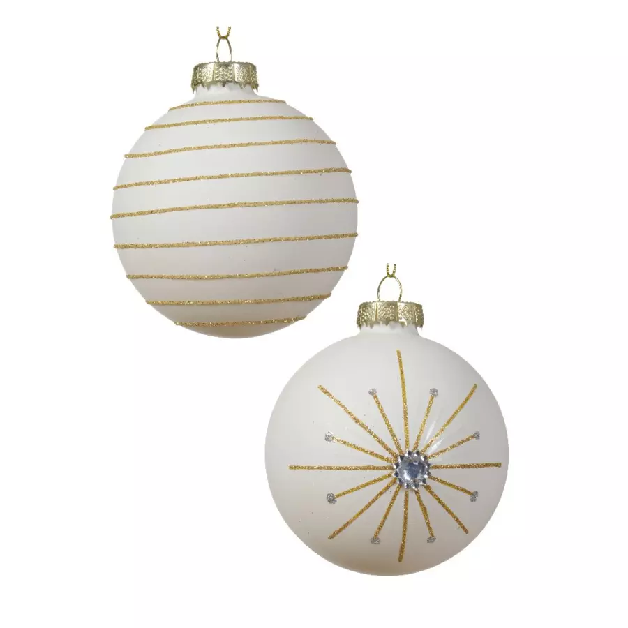 Lot de 3 boules de Noël (D80 mm) en verre Zoy Blanc laine 4