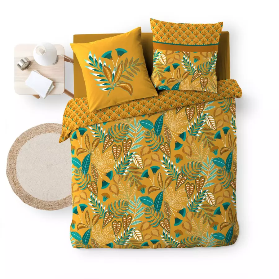 Housse de couette et deux taies coton (240 cm) Tilda Jaune ocre 5