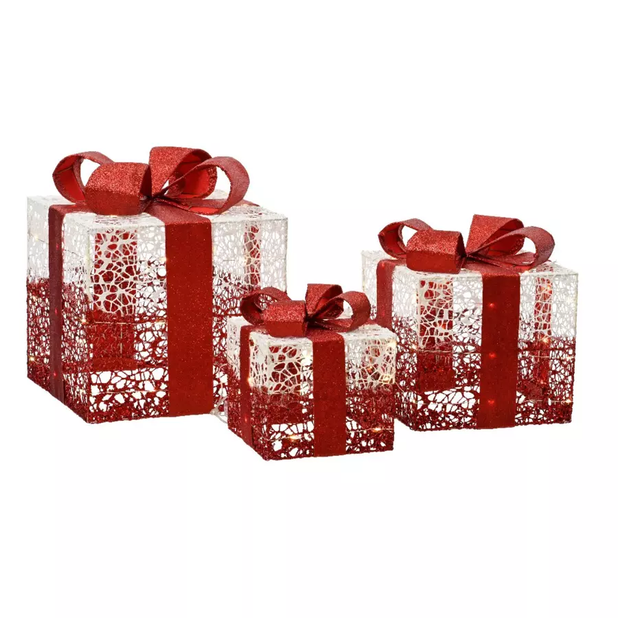 Set van 3 cadeaux Kéry (batterijen) verlicht Warm wit 90 LED 4