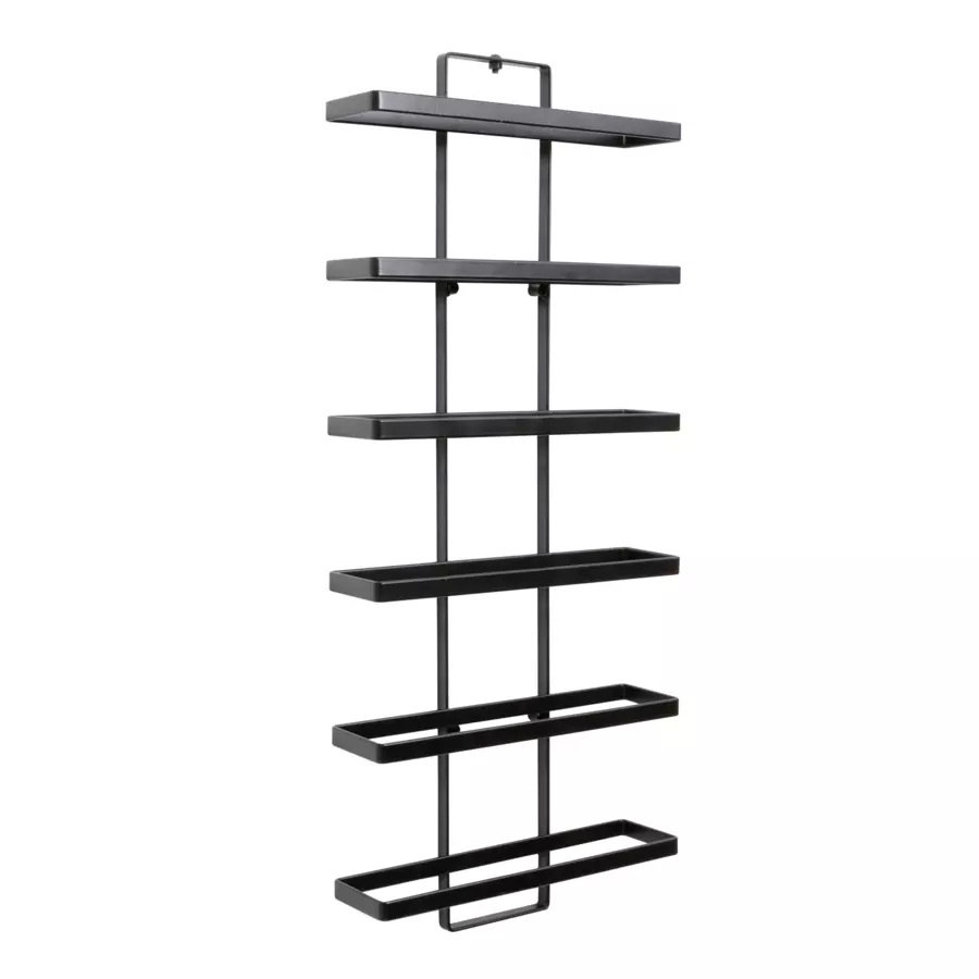 Set van 2 metalen wandflessenrekken, 12 vakken (H 139 cm) Léo Zwart