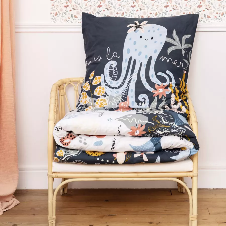 Housse de couette et une taie enfant coton (140 cm) Octopia Multicolore 4