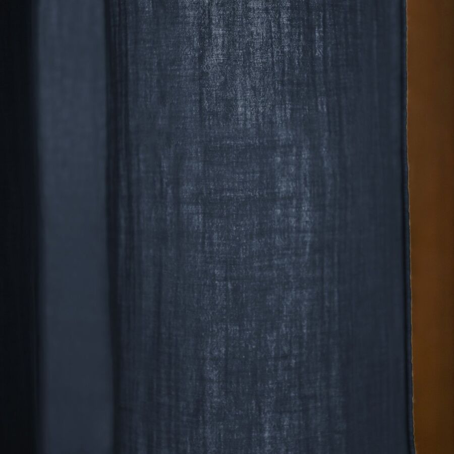 Rideau gaze de coton ajustable (140 x max 300 cm) Gaïa Bleu nuit 7