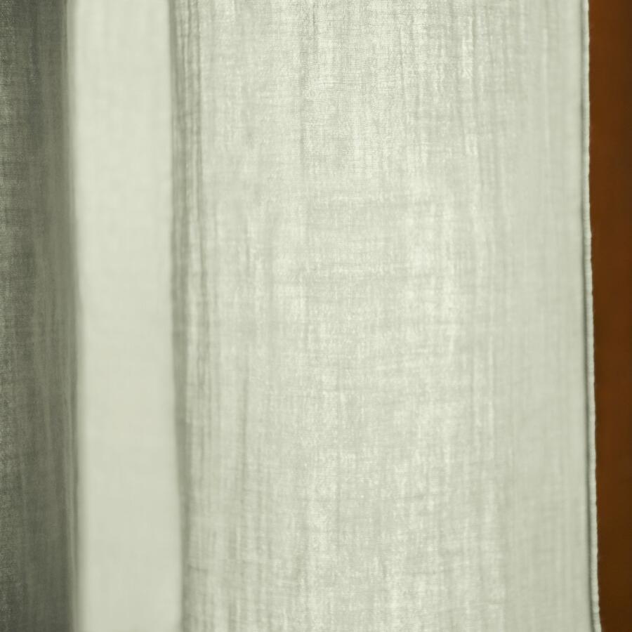Rideau gaze de coton ajustable (180 x max 300 cm) Gaïa Vert tilleul 5