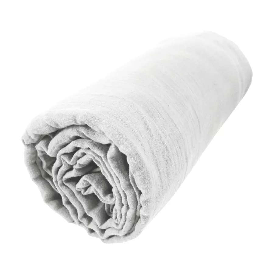 Drap housse gaze de coton (140 cm) Gaïa Gris nuage 4