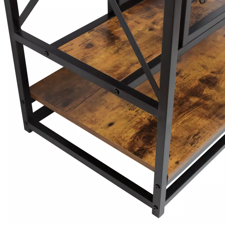 Industrieel flessenrek met 12 vakken en glazenhouder (H 86 cm) Louis Bruin