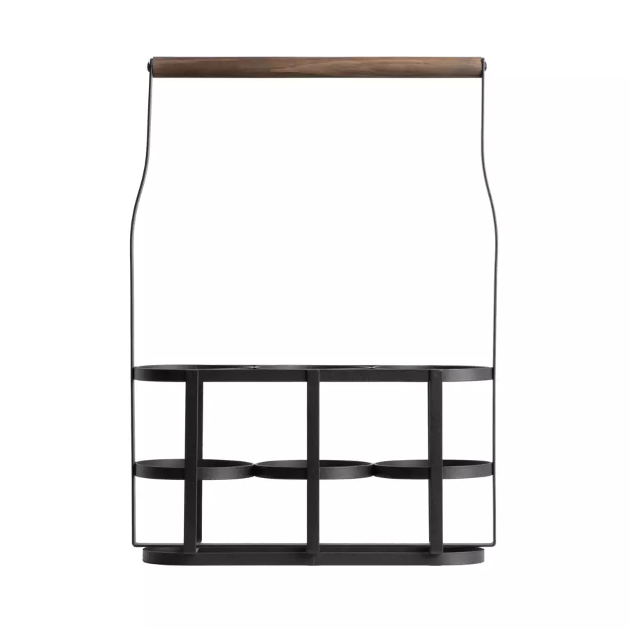 Portabotellas de madera y metal con 3 espacios (H41 cm) Aaron Negro 5