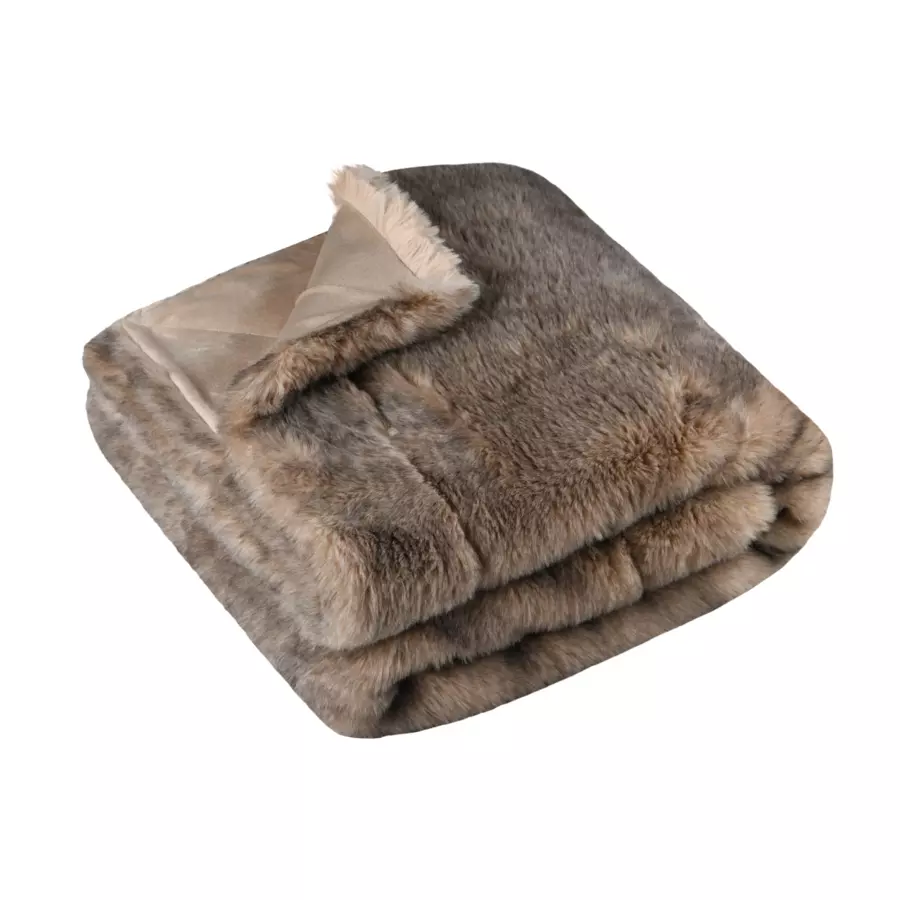 Plaid fausse fourrure (160 cm) Megève Marron 5