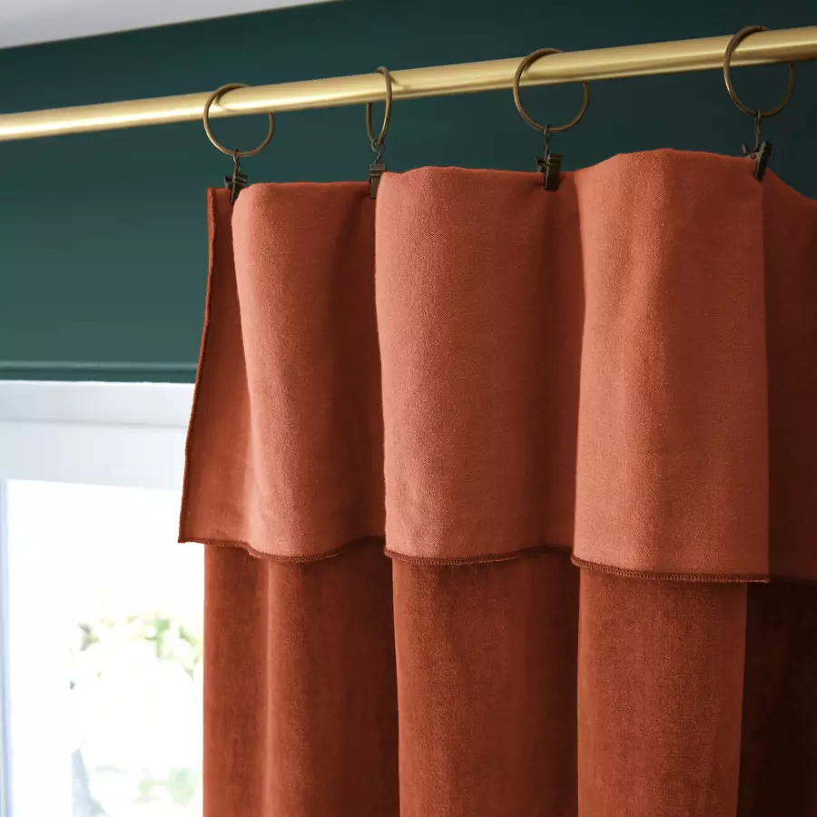 Overgordijn verstelbaar katoenfluweel (140 x max 270 cm) César Terracotta 4