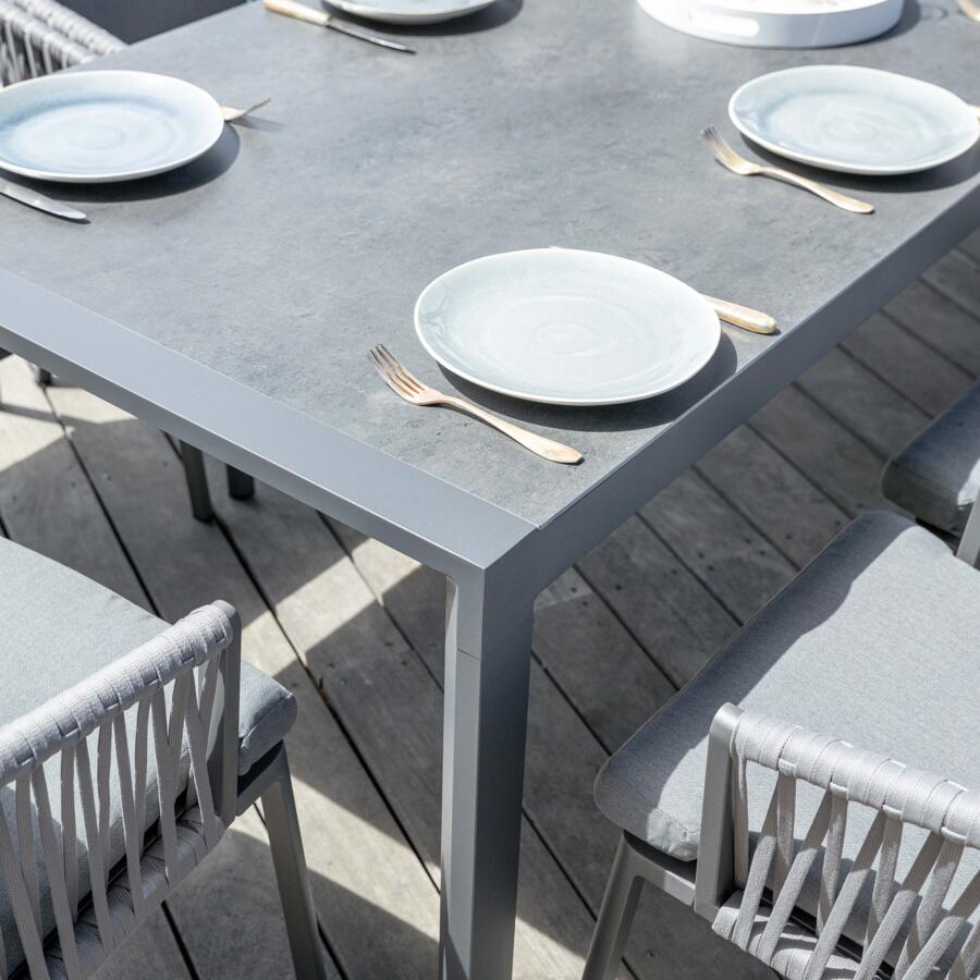 Mesa de jardín extensible 12 plazas Aluminio Amalfi (300 x 96 cm) - Gris antracita