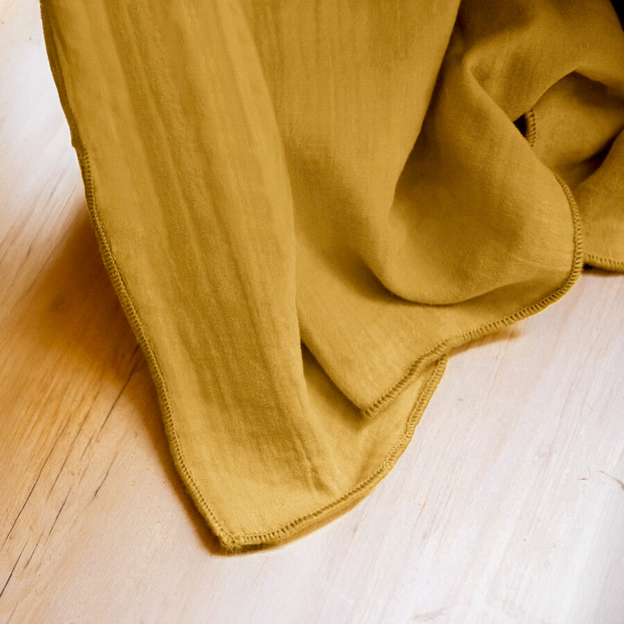Mantel rectangular en gasa de algodón (L250 cm) Gaïa Amarillo azafrán