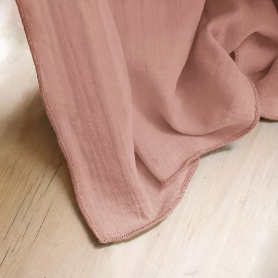 Tovaglia rettangolare garza di cotone (L350 cm) Gaïa Rosa pesca