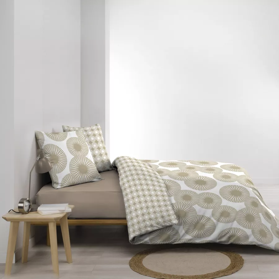 Funda nórdica y dos fundas en algodón (240 x 220 cm) Nebulla Beige
