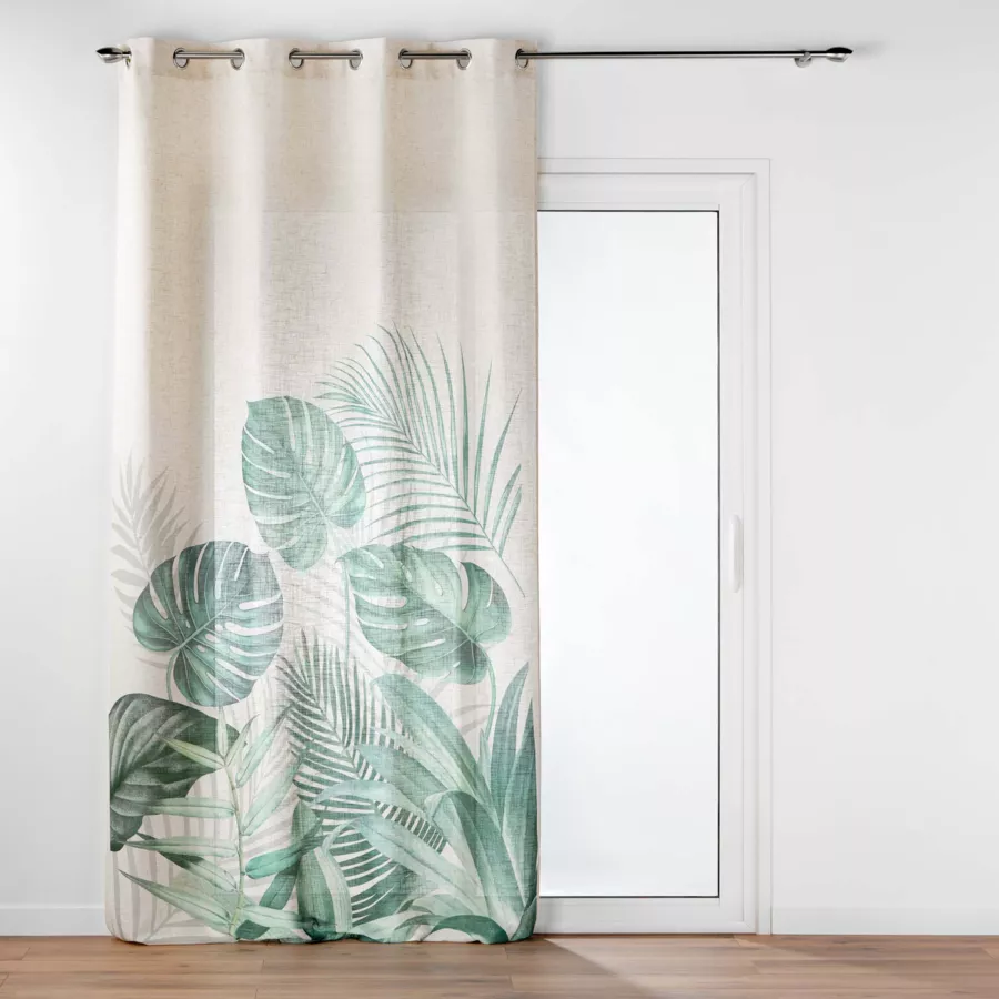 RIDEAU A OEILLETS 140 x 260 CM POLYESTER/LIN IMPRIME EQUATEUR DES. PLACE