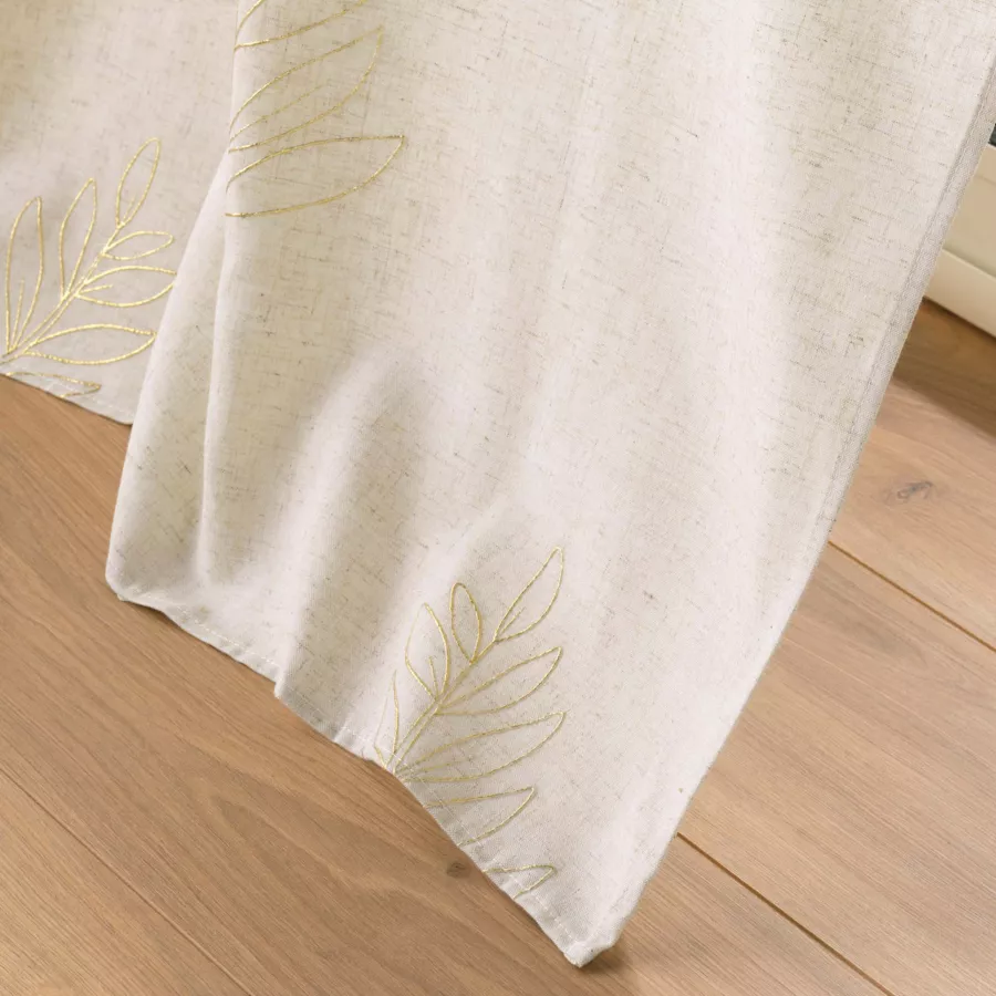 RIDEAU A OEILLETS 140 x 240 CM POLYESTER/LIN APPLIQUE METAL. VENUS