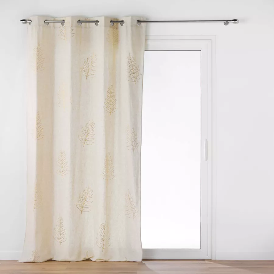 RIDEAU A OEILLETS 140 x 240 CM POLYESTER/LIN APPLIQUE METAL. VENUS