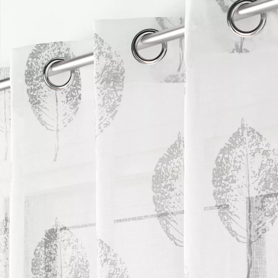 PANNEAU A OEILLETS 140 x 280 CM EFFET LIN TISSE IMPRIME INDILA BLANC