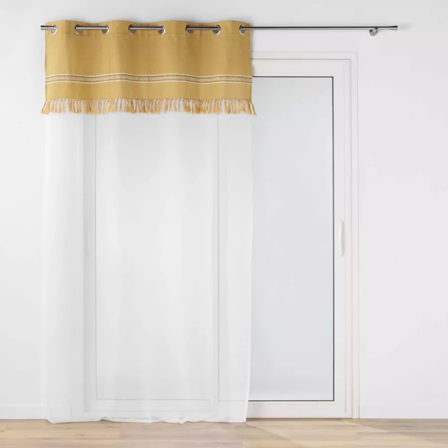 PANNEAU A OEILLETS 140 x 240 CM VOILE SABLE+TOP POLYCOTON+JUTE JANARA OCRE