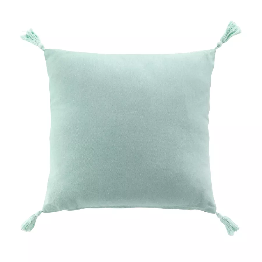 COUSSIN DEHOUS. COMPR. POMPONS 40 x 40 CM COTON IMPRIME EDEN DES. PLACE
