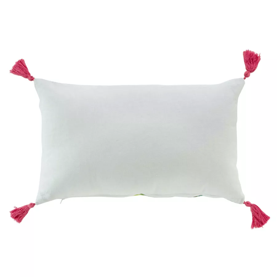 COUSSIN DEHOUS. COMPR. POMPONS 30 x 50 CM COTON IMPRIME LOUISIANE DES. PLACE
