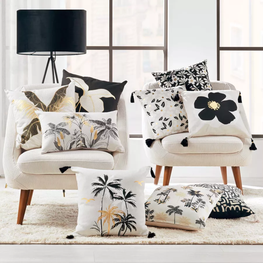 COUSSIN DEHOUSSABLE COMPRESSE 45 x 45 CM COTON IMPRIME OR WILMA DES. PLACE