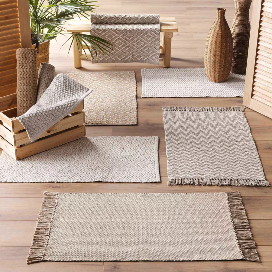 TAPIS RECTANGLE 50 x 80 CM COTON/POLYESTER TISSE ALIVIA LIN